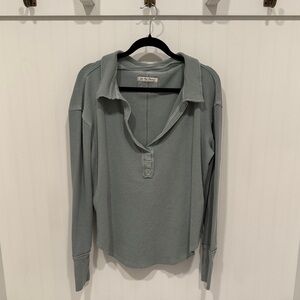 NWOT Free People We The Free Seafoam Collared Knit Top
